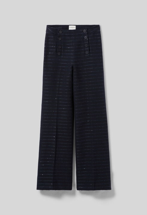 Pantalon droit rayé à pont